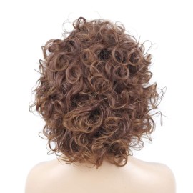Wiginway Short Curly Synthetic Wigs Women Costume Wig Natural Looking, Auburn Mixed Wigs, 8 Inch