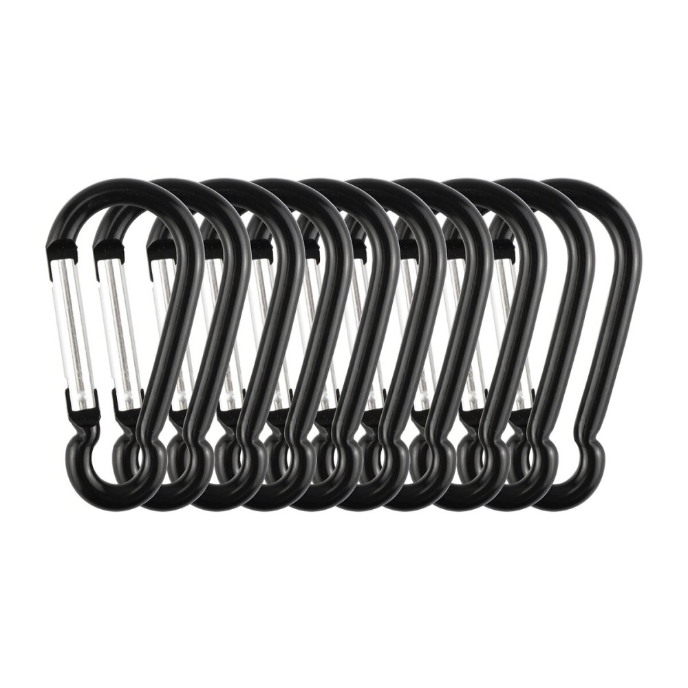 Swatom Aluminum Carabiner Clip 1.6 Inches Spring Snap Hook Keyring Carabiners for Camping Traveling Hiking Keychains Outdoor Accessories Black (10 Pcs)