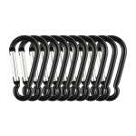 Swatom Aluminum Carabiner Clip 1.6 Inches Spring Snap Hook Keyring Carabiners for Camping Traveling Hiking Keychains Outdoor Accessories Black (10 Pcs)