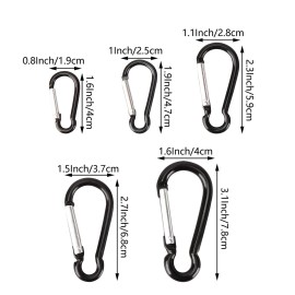 Swatom Aluminum Carabiner Clip 1.6 Inches Spring Snap Hook Keyring Carabiners for Camping Traveling Hiking Keychains Outdoor Accessories Black (10 Pcs)