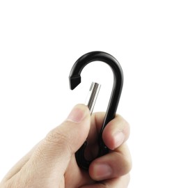 Swatom Aluminum Carabiner Clip 1.6 Inches Spring Snap Hook Keyring Carabiners for Camping Traveling Hiking Keychains Outdoor Accessories Black (10 Pcs)