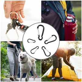 Swatom Aluminum Carabiner Clip 1.6 Inches Spring Snap Hook Keyring Carabiners for Camping Traveling Hiking Keychains Outdoor Accessories Black (10 Pcs)