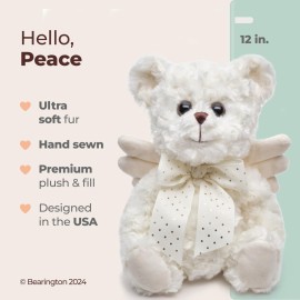 Bearington Peace, 12 Inch Teddy Bear Angel Stuffed Animal, Makes a Great Guardian Angel Gift for Christening, Bereavement, Memory, Sympathy