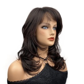 Wiginway Long Wavy Synthetic Wigs with Natural Looking Air Bangs Imported Premium Heat Resistant Hair for Women 14 Inch 2-33