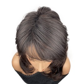 Wiginway Long Wavy Synthetic Wigs with Natural Looking Air Bangs Imported Premium Heat Resistant Hair for Women 14 Inch 2-33