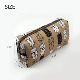LParkin Lucky Japanese Cat Pencil Case Cute Maneki Neko Cat Pencil Bag Pouch Case Makeup Cosmetic Bag Kawaii Gadget Box Stationary