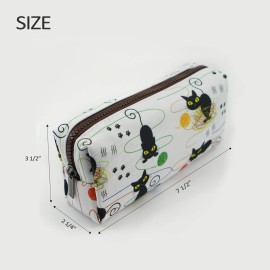 LParkin Cute Cat Pencil Case Bag Knitting Notion Pouch Kitten Gifts for Cat Lovers Makeup Bag Cosmetics Bag Zipper Closure Portable Stationery Organizer Kawaii Box Gadget Bag Multi-Purpose Bag Travel