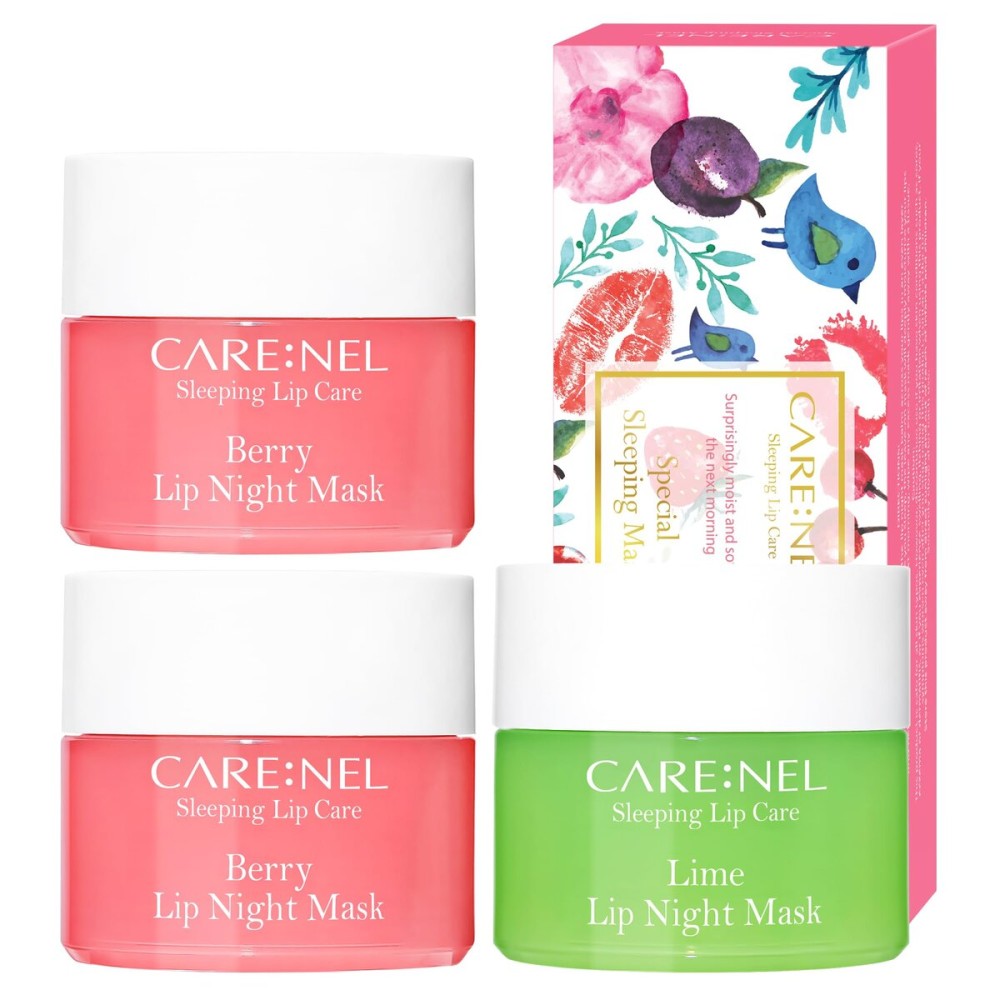 CARENEL Lip Sleeping Mask 5g (Berry2+Lime1) - Moisturizer for Dry Lips - Overnight Treatments Balm, Day and Night Repair Gloss, Scrubs Exfoliator