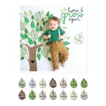 lulujo Babys First Year Milestone Blanket and Card Set | 40in x 40in (Here I Grow Again)