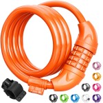 Titanker Bike Lock, Bicycle Lock 4 Feet Cable Lock 1/2 Inch Resettable Bike Locks Combination with Mounting Bracket, Bike Accessories for Bicycle, Electric Scooter, Motorcycle, Orange