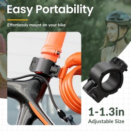 Titanker Bike Lock, Bicycle Lock 4 Feet Cable Lock 1/2 Inch Resettable Bike Locks Combination with Mounting Bracket, Bike Accessories for Bicycle, Electric Scooter, Motorcycle, Orange