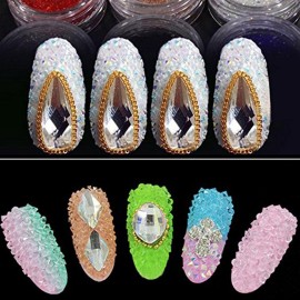 Minejin Nail Art Mini Rhinestones Micro Crystals Sharp Bead Phone Mini Gems DIY Art Decoration Need Glue 1400Pcs (AB Color) Minejin Nail Art Mini Rhinestones Micro Crystals Sharp Bead Phone Mini Gems DIY Art Decoration Need Glue 1400Pcs (AB Color)