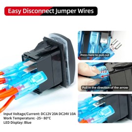 FXC Rocker Switch Aluminum Panel 2 Gang Toggle Switches Dash 5 Pin ON/Off 2 LED Backlit for Boat Car Marine Blue