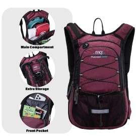 15L Insulated Hydration Backpack Pack with 2L Water Bladder Lightweight Hiking Backpack Bag for Women Men Daypack for Hiking Running Festival Camping Biking (Wine)