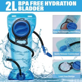 15L Insulated Hydration Backpack Pack with 2L Water Bladder Lightweight Hiking Backpack Bag for Women Men Daypack for Hiking Running Festival Camping Biking (Wine)