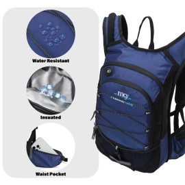 15L Insulated Hydration Backpack Pack with 2L Water Bladder Lightweight Hiking Backpack Bag for Women Men Daypack for Hiking Running Festival Camping Biking (Navy)