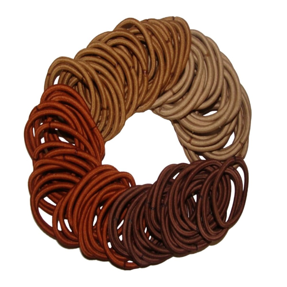 Kenz Laurenz 100 Hair Elastics Hair Ties No Crease Ouchless Ponytail Holders No Metal 4mm (100 Hair Elastics-Brown Ombre) Kenz Laurenz 100 Hair Elastics Hair Ties No Crease Ouchless Ponytail Holders No Metal 4mm (100 Hair Elastics-Brown Ombre)