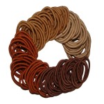 Kenz Laurenz 100 Hair Elastics Hair Ties No Crease Ouchless Ponytail Holders No Metal 4mm (100 Hair Elastics-Brown Ombre)