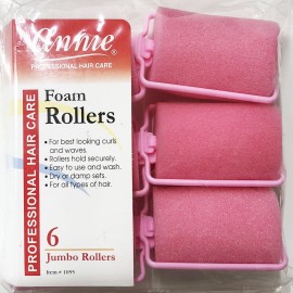 Annie Classic Foam Cushion Rollers 1055, 6 Count Orange Jumbo 1-1/2 Inch (2 Pack)