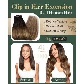 Ugeat Clip In Hair Extensions Real Human Hair Darkest Brown Ombre Medium Brown with Golden Brown Balayage Human Hair Clip In Extensions For Short Silky Straight 14 inch 7pcs 105g Ugeat Clip In Hair Extensions Real Human Hair Darkest Brown Ombre Medium Brown with Golden Brown Balayage Human Hair Clip In Extensions For Short Silky Straight 14 inch 7pcs 105g