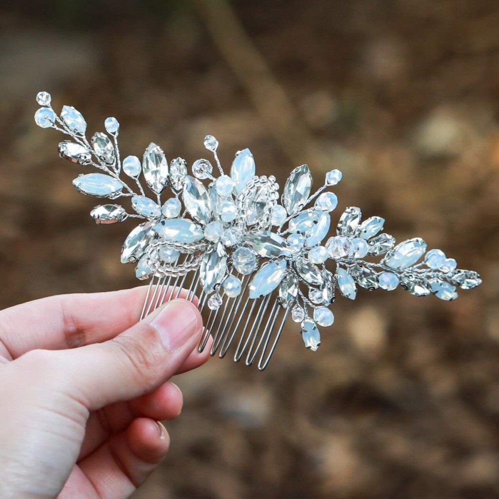 Yean Wedding Hair Comb Silver Rhinestones Opal Crystal Vintage Bridal Hair Clips Accessories for Brides and Bridesmaids Yean Wedding Hair Comb Silver Rhinestones Opal Crystal Vintage Bridal Hair Clips Accessories for Brides and Bridesmaids