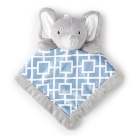 Levtex Home - Baby Elephant Security Blanket - Soft and Cuddly Lovey - Plush - Blue, Grey, White - Nursery Gift