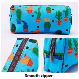 LParkin Cactus Pencil Case Canvas Pen Bag Pouch Stationary Case Makeup Cosmetic Bag