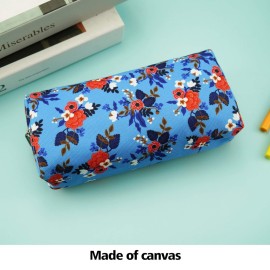 LParkin Birch Floral Canvas Pencil Case Teacher Gift Flower Pen Bag Gadget Pouch Stationary Case Makeup Cosmetic Bag Box