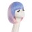 MapofBeauty Fashion Lady Short Straight Synthetic Flat Bangs Bob Wig (Pink/Light Purple/Light Bule)
