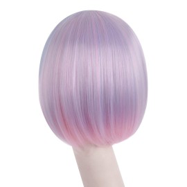 MapofBeauty Fashion Lady Short Straight Synthetic Flat Bangs Bob Wig (Pink/Light Purple/Light Bule) MapofBeauty Fashion Lady Short Straight Synthetic Flat Bangs Bob Wig (Pink/Light Purple/Light Bule)
