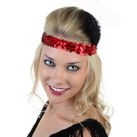 Kenz Laurenz Sequin Headbands Elastic Stretchy Headband for Girls Kids Women Flapper Roaring 20s Great Gatsby 1920s Hair Band Cute Princess Head Bands (Black)