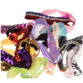 Kenz Laurenz Sequin Headbands Elastic Stretchy Headband for Girls Kids Women Flapper Roaring 20s Great Gatsby 1920s Hair Band Cute Princess Head Bands (Black)