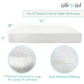 Kiddo Kind Baby Crib Mattress Protector with Free Portable Changing Pad - Waterproof Crib Mattress Pad Also Fits Toddler Bed