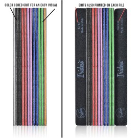 Professional Nail Files Black Washable Emery Boards 7 Inches Long Square End Serrated Edge 12 Fingernail Files Per Pack (80/100)