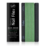 Professional Nail Files Black Washable Emery Boards 7 Inches Long Square End Serrated Edge 12 Fingernail Files Per Pack (180/240)