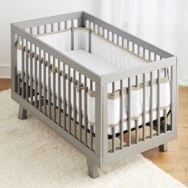 BreathableBaby Breathable Mesh Liner for Full-Size Cribs, Deluxe 4mm Mesh, Natural Linen (Size 4FS Covers 3 or 4 Sides)