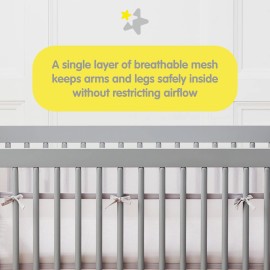 BreathableBaby Breathable Mesh Liner for Full-Size Cribs, Deluxe 4mm Mesh, Natural Linen (Size 4FS Covers 3 or 4 Sides)