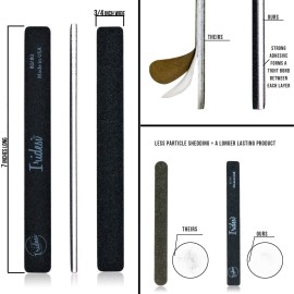 Professional Nail Files Black Washable Emery Boards 7 Inches Long Square End Serrated Edge 12 Fingernail Files Per Pack (80/80)