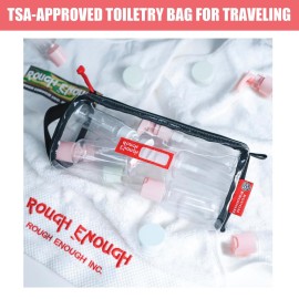 Rough Enough TSA Approved Clear Toiletry Bag for Women Travel Leakproof Makeup Organizer Cosmetic Case with handle