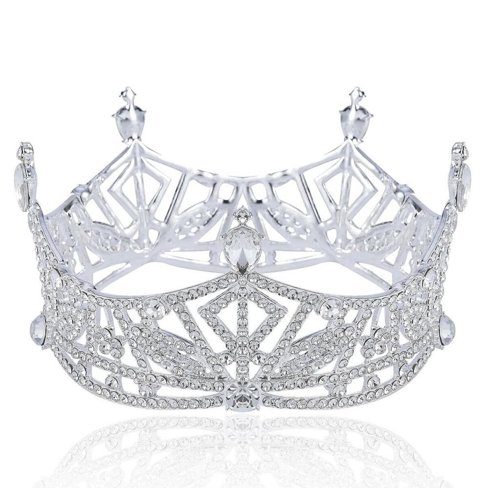 Miss America Crown Clear Austrian Rhinestone Crystal Hair Tiara Beauty Queen Princess Hair Jewelry Round Crown Pageant T1299 (Silver-Tone) Miss America Crown Clear Austrian Rhinestone Crystal Hair Tiara Beauty Queen Princess Hair Jewelry Round Crown Pageant T1299 (Silver-Tone)