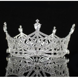 Miss America Crown Clear Austrian Rhinestone Crystal Hair Tiara Beauty Queen Princess Hair Jewelry Round Crown Pageant T1299 (Silver-Tone) Miss America Crown Clear Austrian Rhinestone Crystal Hair Tiara Beauty Queen Princess Hair Jewelry Round Crown Pageant T1299 (Silver-Tone)