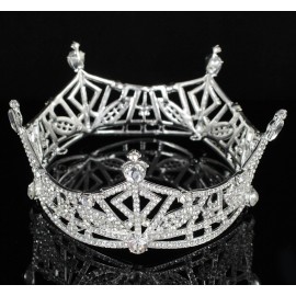 Miss America Crown Clear Austrian Rhinestone Crystal Hair Tiara Beauty Queen Princess Hair Jewelry Round Crown Pageant T1299 (Silver-Tone) Miss America Crown Clear Austrian Rhinestone Crystal Hair Tiara Beauty Queen Princess Hair Jewelry Round Crown Pageant T1299 (Silver-Tone)