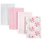 Luvable Friends Unisex Baby Cotton Flannel Burp Cloths, Floral, One Size