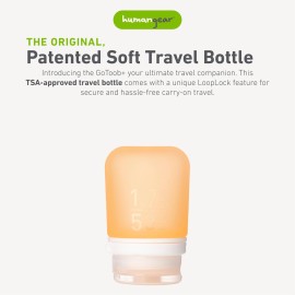 humangear GoToob+ (Small) | Refillable Silicone Travel Bottle | Locking Lid | Food-Safe Material | Orange, Small (1.7 fl.oz; 53ml)