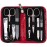 3 Swords Germany - brand quality 8 piece manicure pedicure grooming kit set synthetic leather case red ostrich - Made in Germany