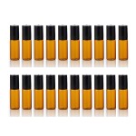 ELFENSTALL- 20PCS 5ml Amber Glass Roller Bottles Roll On Bottle Container with Metal Ball for Essential Oil Aromatherapy Perfumes and Lip Balms - 3ML Dropper Included