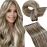 LaaVoo Weft Hair Extensions Human Hair Long Sew in Extensions for Women Soft Hair Wefts Human Hair Sew in Brown Highlight Platinum Blonde 20 Inch 100g