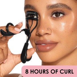 JAPONESQUE Pro Performance Lash Curler with Natural Arch for Sweeping Volume on Natural or False Lashes, Holds Curl for up to 8 Hours, Includes 1 Refill Pad