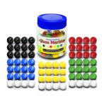 Super Value Depot Chinese Checkers Glass Marbles. Set of 72, 12 Each Color. Size 9/16 (14mm), with Practical Container.