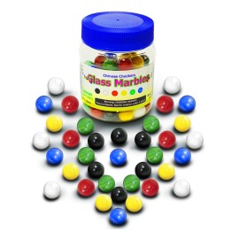 Super Value Depot Chinese Checkers Glass Marbles. Set of 72, 12 Each Color. Size 9/16 (14mm), with Practical Container.